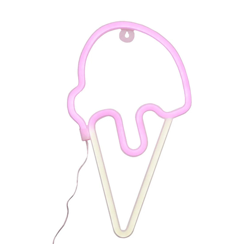 Led Neon Ice Cream Shape - Pink & White - إضاءة